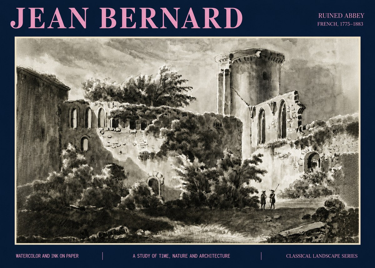 Jean Bernard Ruins of an Old Abbey No5 - Poster