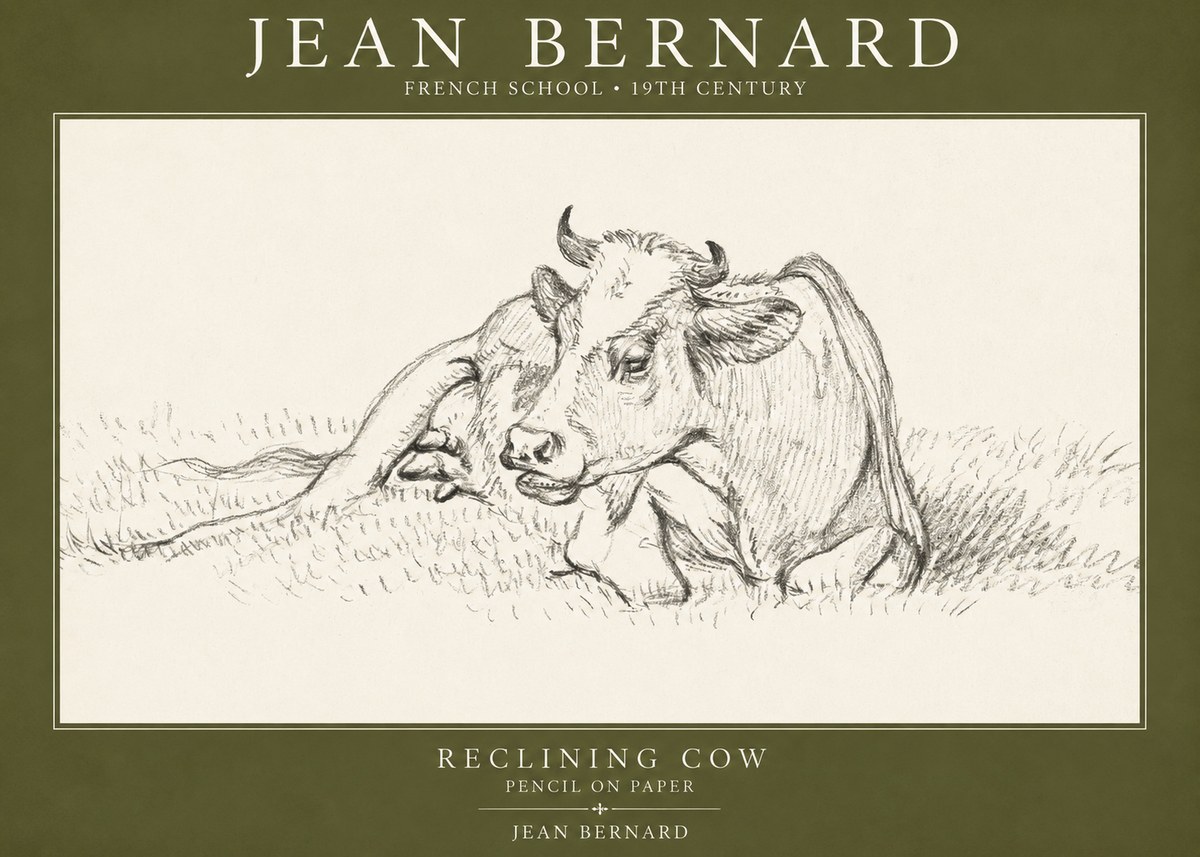 Jean Bernard Reclining Cow III No1 - Poster