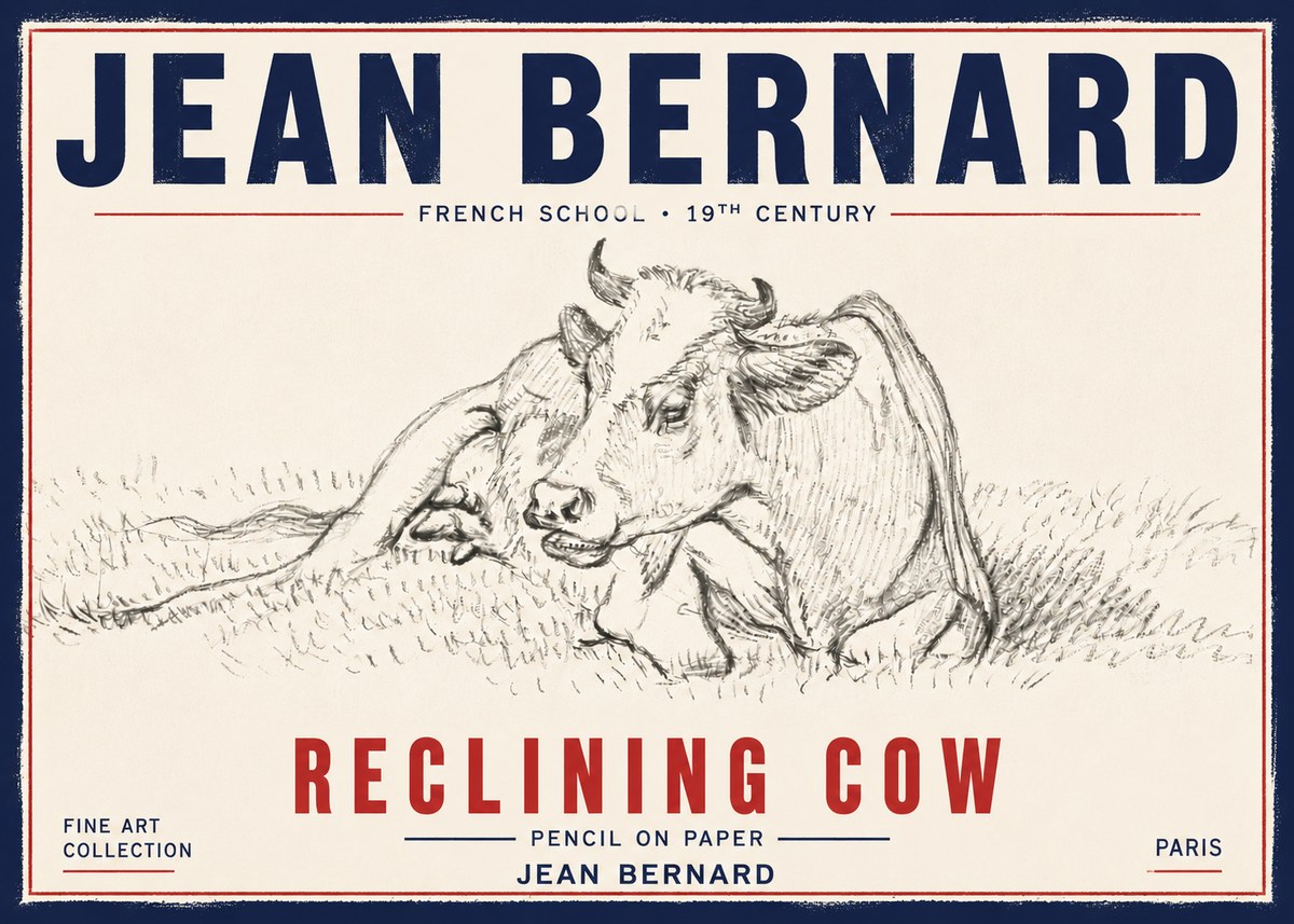 Jean Bernard Reclining Cow III No6 - Poster