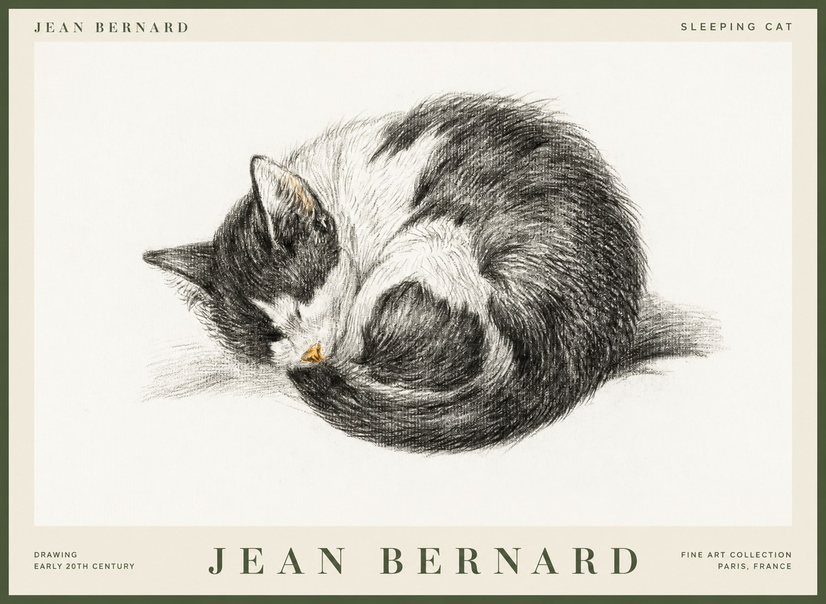 Jean Bernard Sleeping Cat VIII No1 - Poster