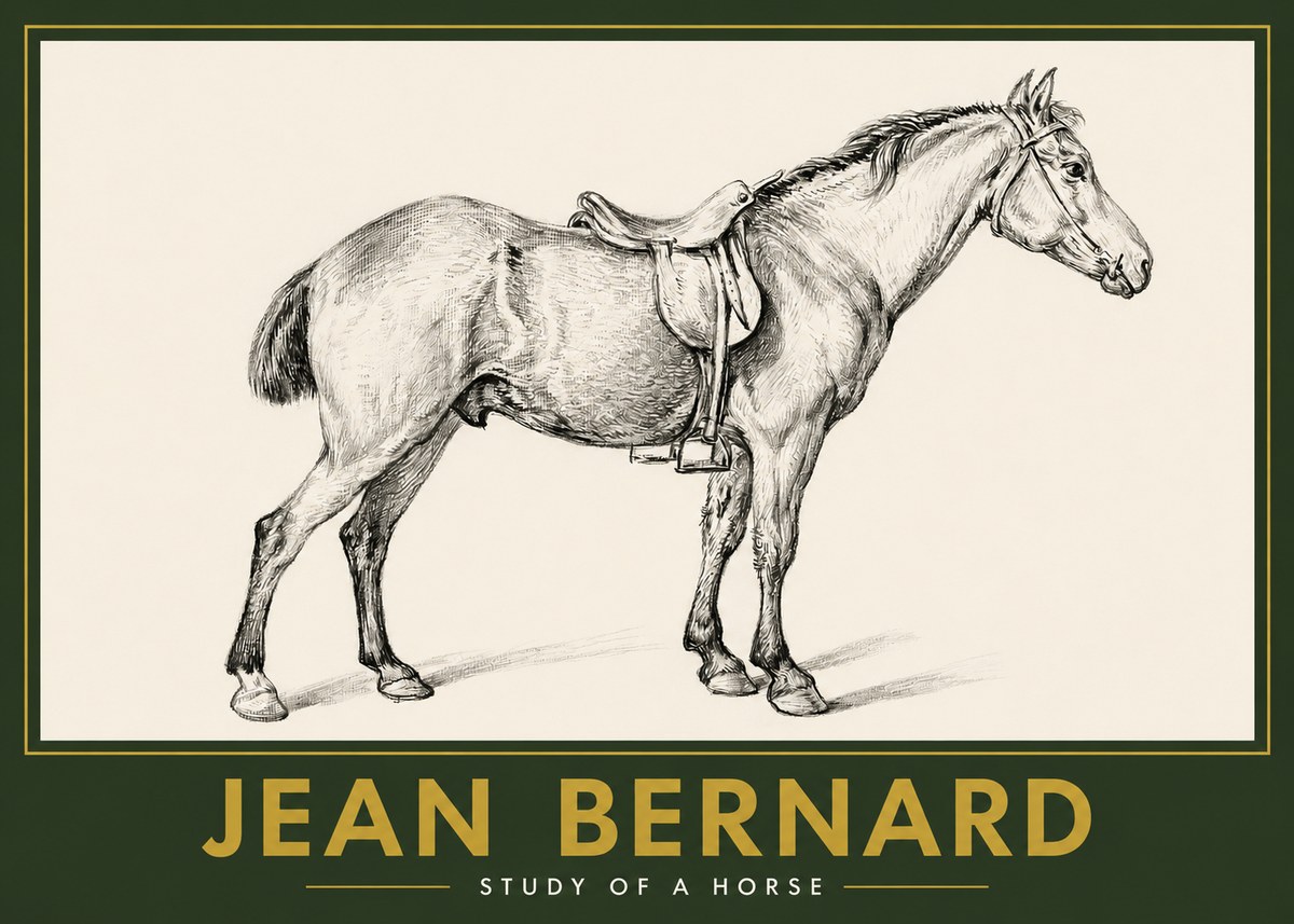 Jean Bernard Study of a Horse X No2 - Poster