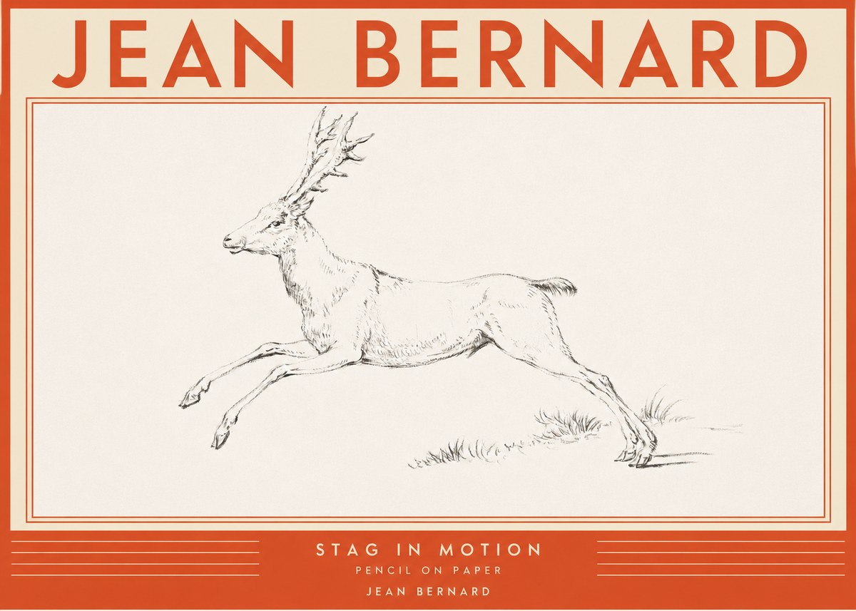 Jean Bernard Stag in Motion No2 - Poster