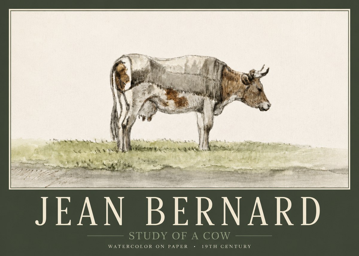 Jean Bernard Study of a Cow XIV No3 - Poster