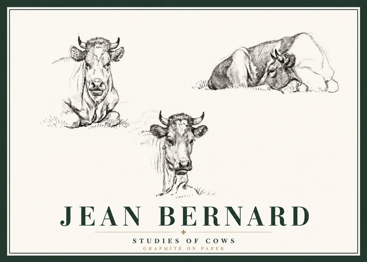 Jean Bernard Studies of Cows II No6 - Poster