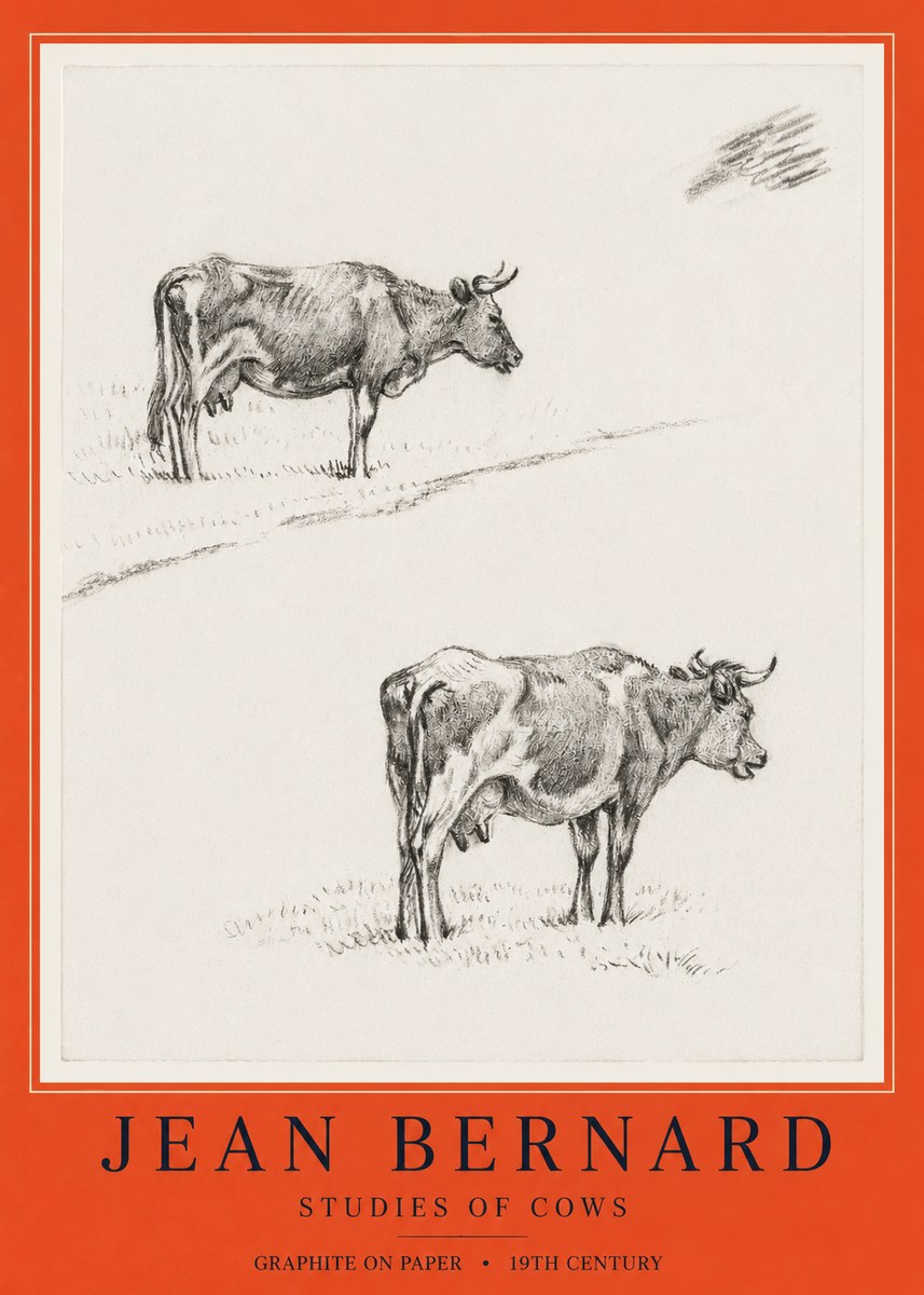 Jean Bernard Studies of Cows III No6 - Poster