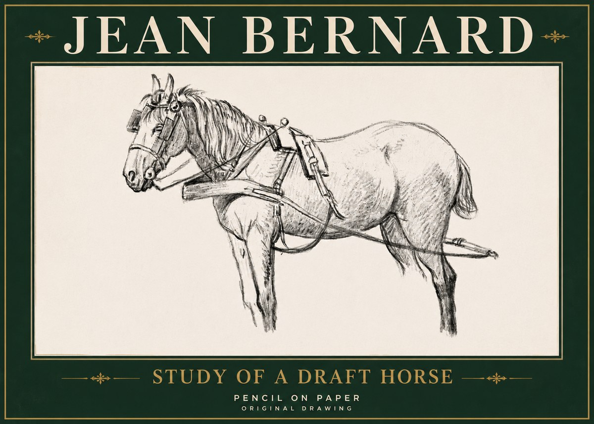 Jean Bernard Study of a Draft Horse I No5 - Poster