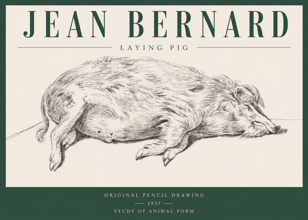 Jean Bernard Laying Pig No3 - Poster