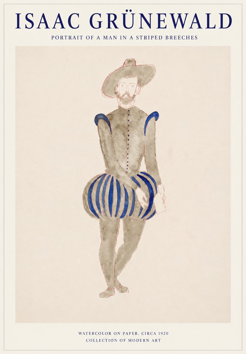 Isaac Grünewald Portrait of a Man in a Striped Breeches No1 - Poster