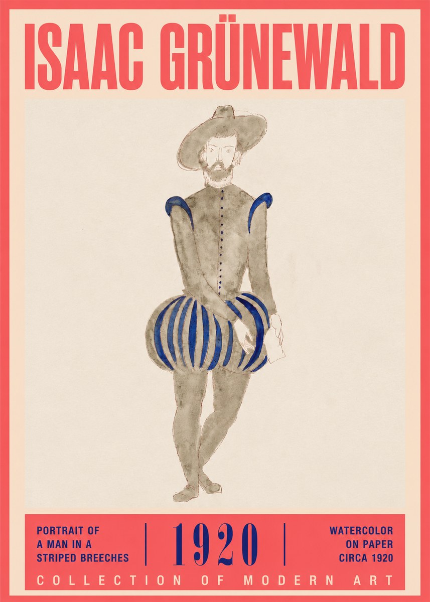 Isaac Grünewald Portrait of a Man in a Striped Breeches No2 - Poster