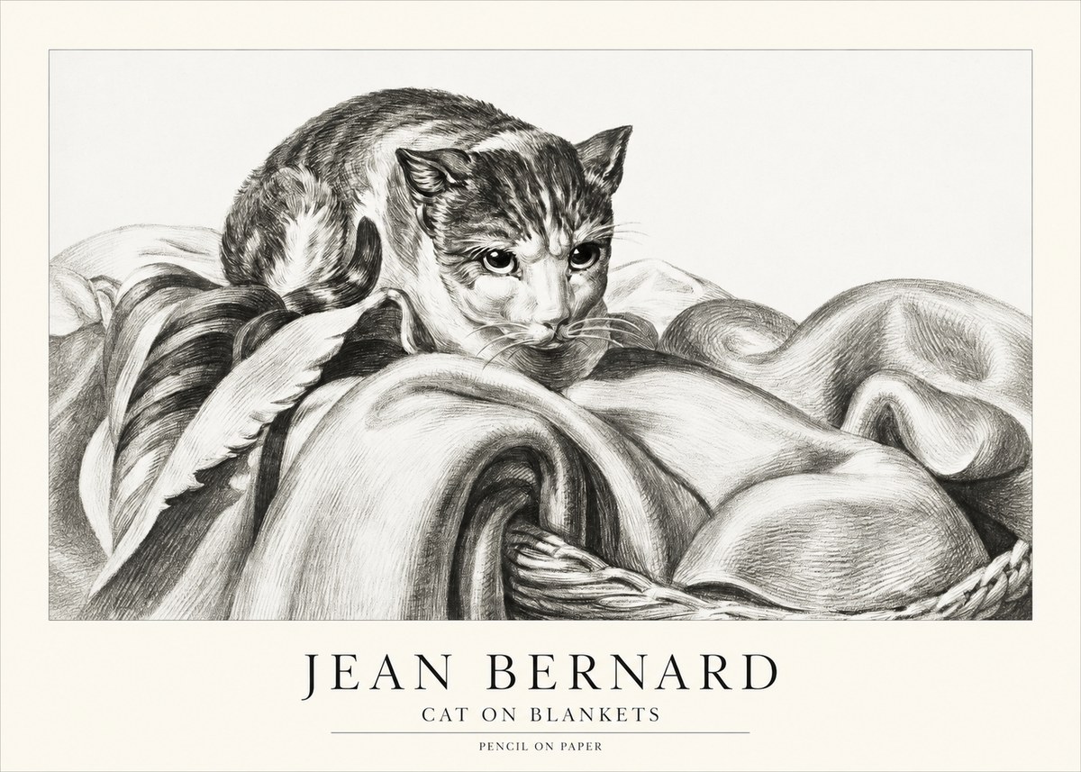Jean Bernard Cat on a Blanket No2 - Poster