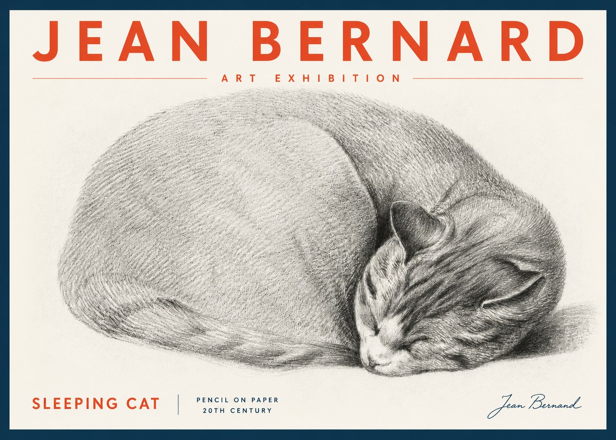 Jean Bernard Sleeping Cat IX No5 - Poster