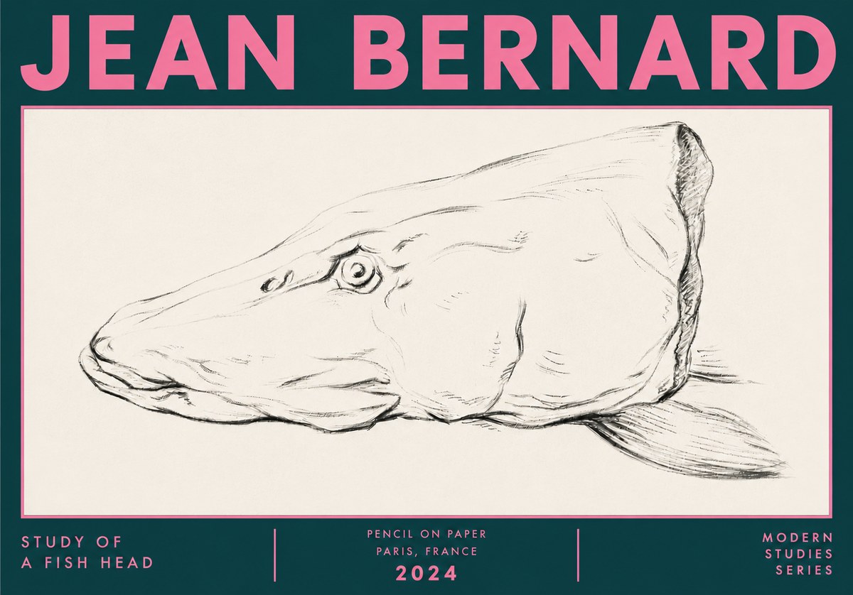 Jean Bernard Study of a Fish Head No6 - Poster