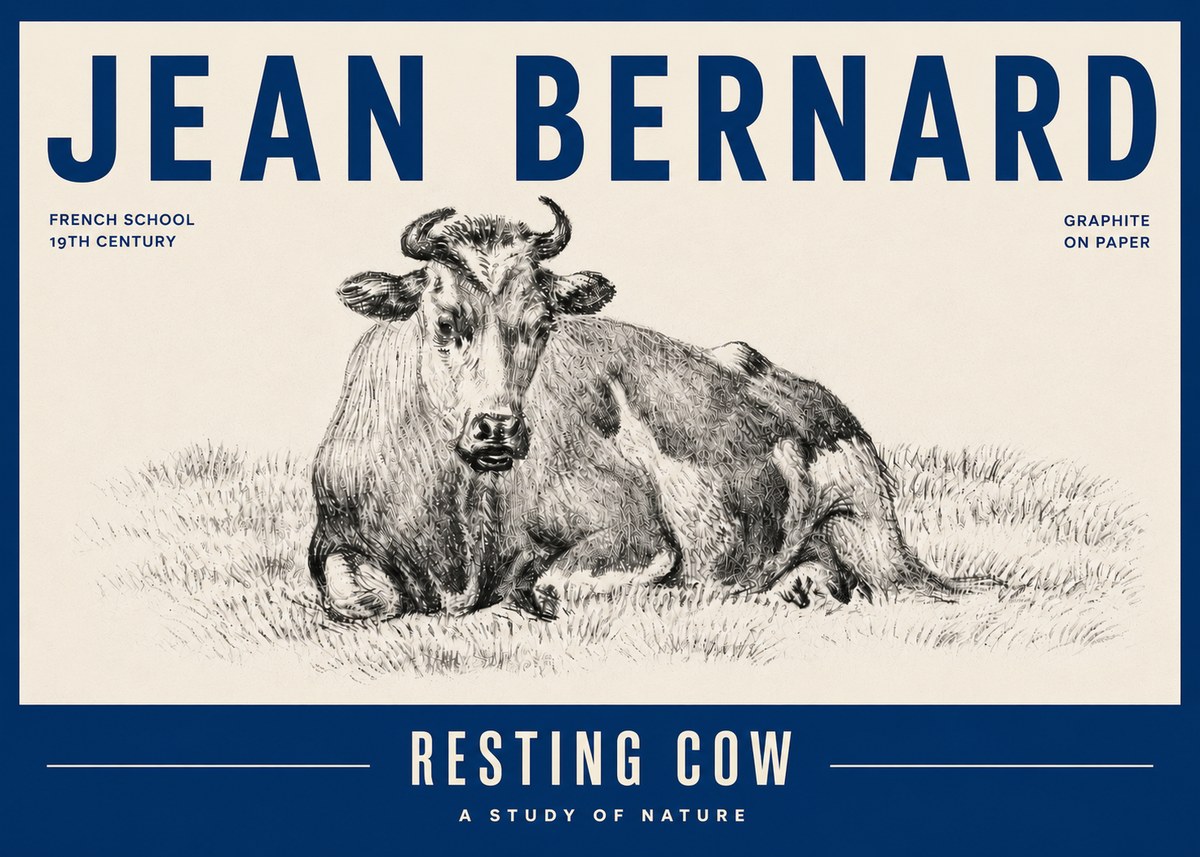 Jean Bernard Resting Cow V No6 - Poster