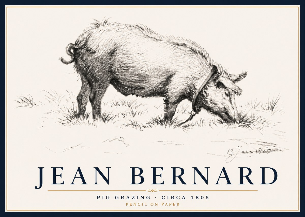 Jean Bernard Pig Grazing No5 - Poster