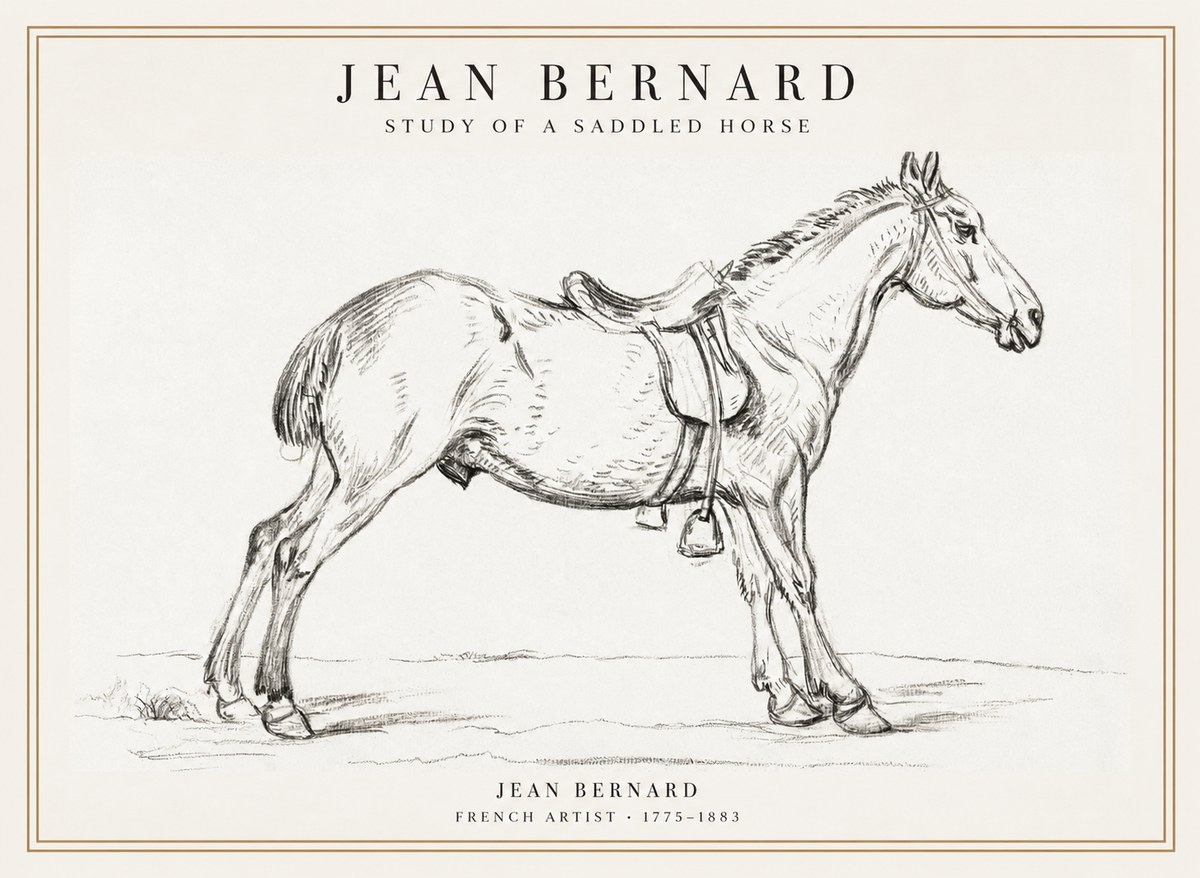 Jean Bernard Study of a Saddled Horse No1 - Poster