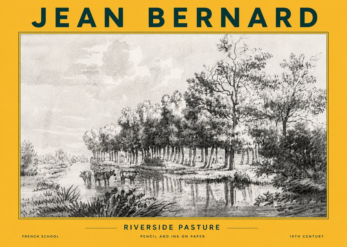 Jean Bernard Riverside Pasture No6 - Poster