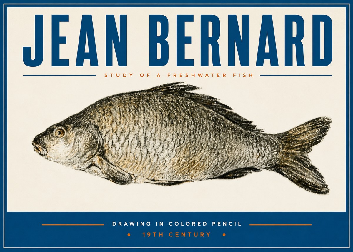 Jean Bernard Study of a Freshwater Fish No3 - Poster
