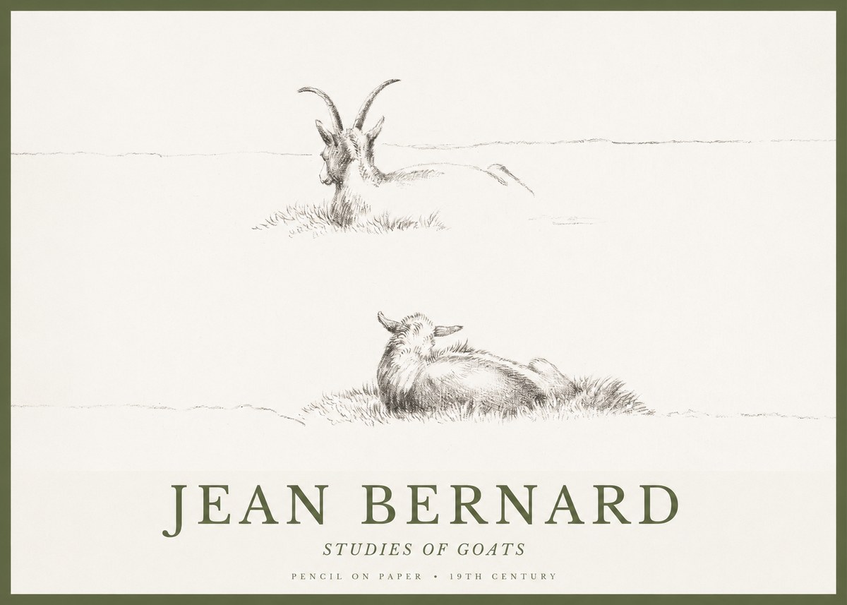Jean Bernard Two Goats Resting No2 - Poster