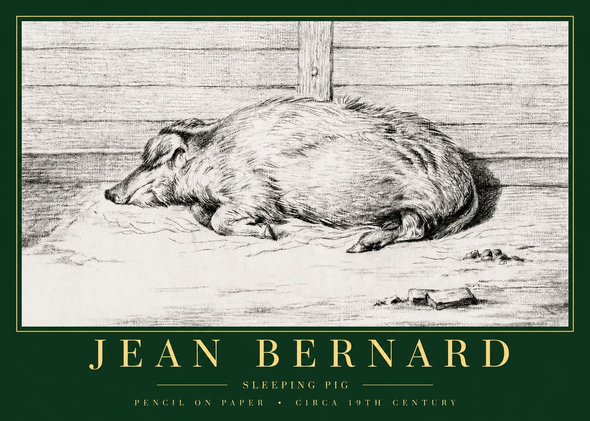 Jean Bernard Sleeping Pig I No3 - Poster
