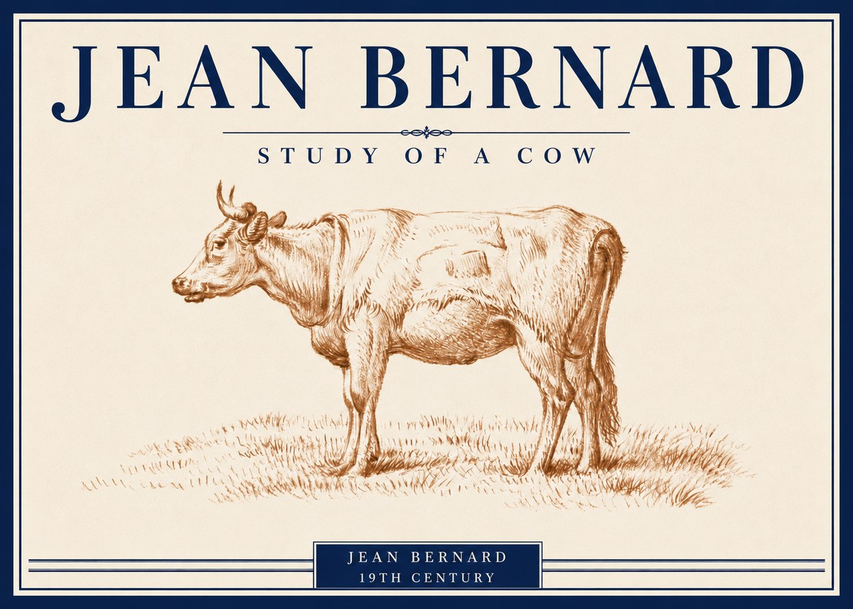 Jean Bernard Study of a Cow XIX No5 - Poster