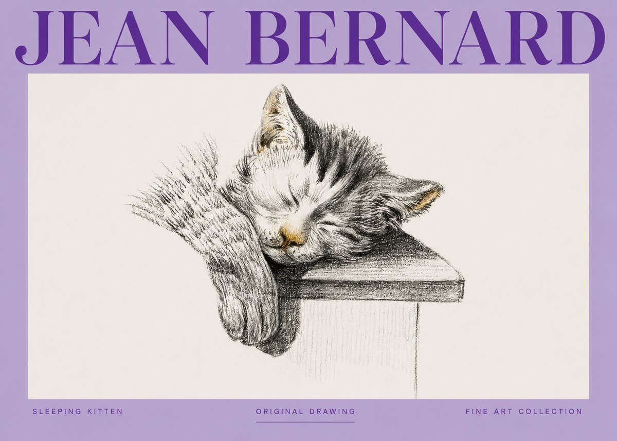Jean Bernard Sleeping Kitten No3 - Poster