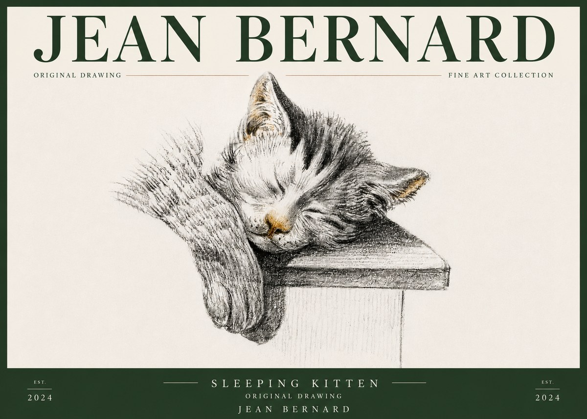 Jean Bernard Sleeping Kitten No5 - Poster