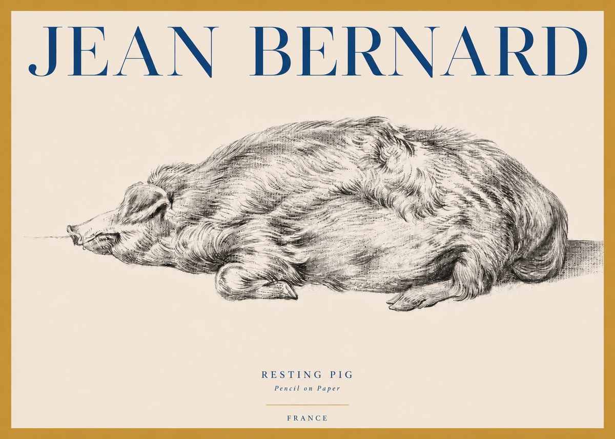 Jean Bernard Resting Pig II No3 - Poster