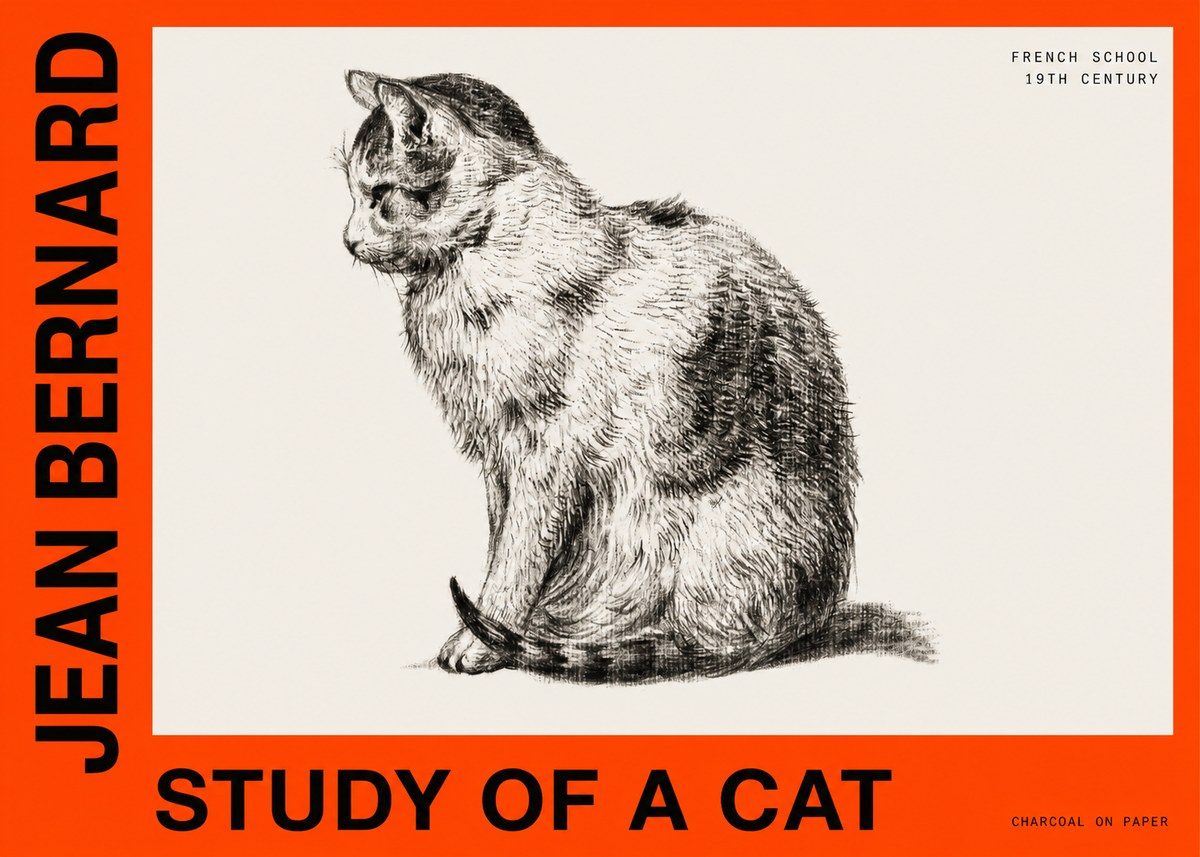 Jean Bernard Study of a Cat IV No6 - Poster