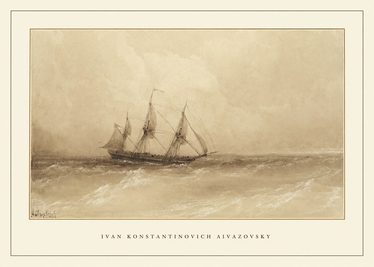 Ivan Konstantinovich Aivazovsky Sailing Ship, 1843 No4 - Poster