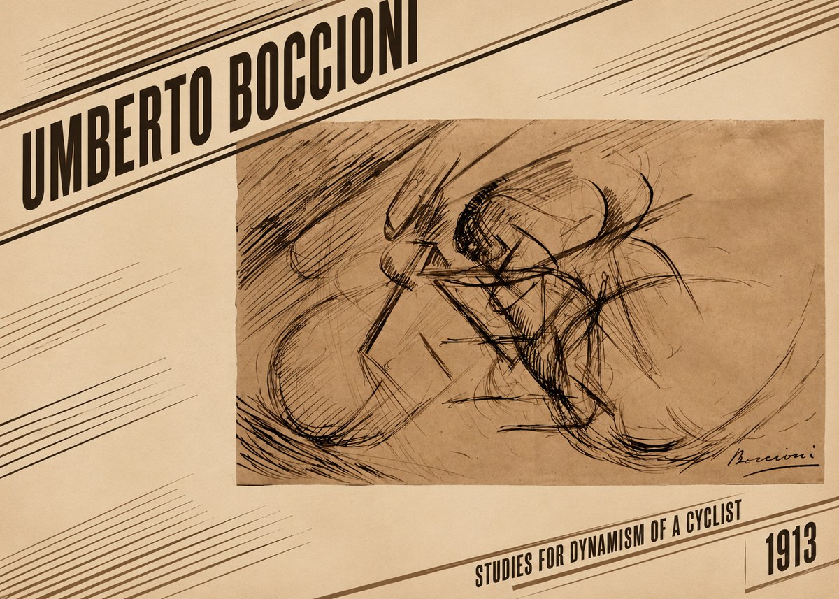 Umberto Boccioni Studies for Dynamism of a Cyclist No2 - Poster