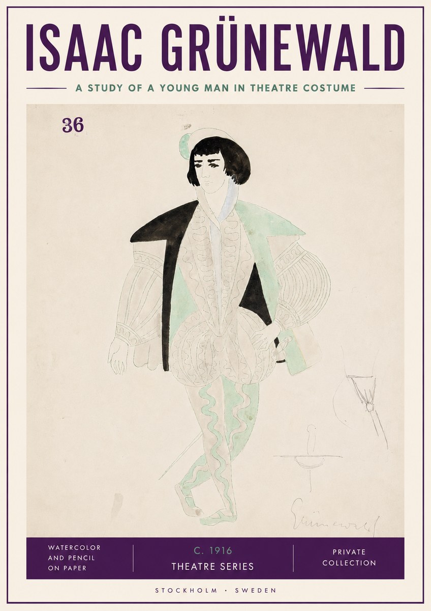 Isaac Grünewald A Study of a Young Man in Theatre Costume No3 - Poster