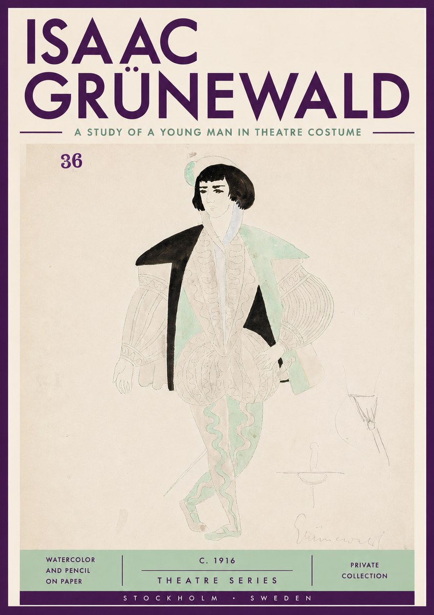 Isaac Grünewald A Study of a Young Man in Theatre Costume No4 - Poster