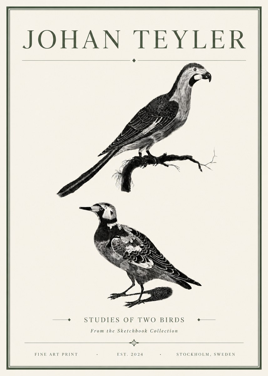 Johan Teyler Birds - Study of Two Species No6 - Poster