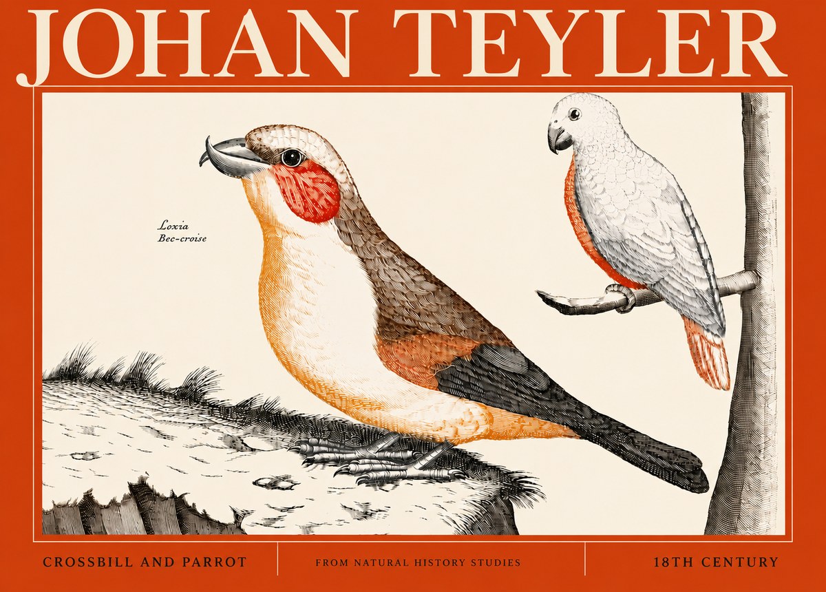 Johan Teyler Crossbill and Parrot No4 - Poster