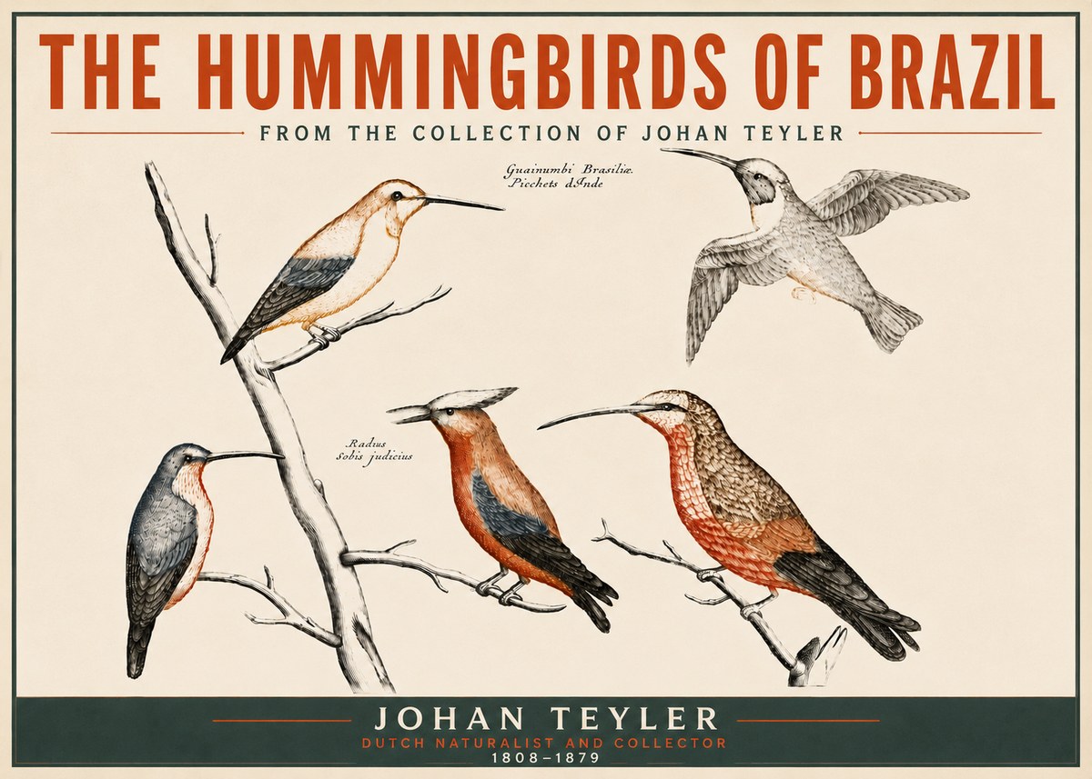 Johan Teyler The Hummingbirds of Brazil from the Collection of Johan Teyler No5 - Poster
