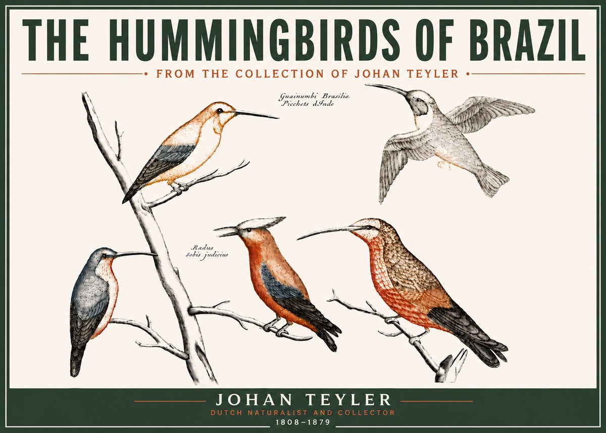 Johan Teyler The Hummingbirds of Brazil from the Collection of Johan Teyler No6 - Poster