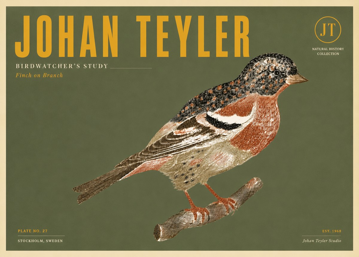 Johan Teyler Finch on Branch No5 - Poster
