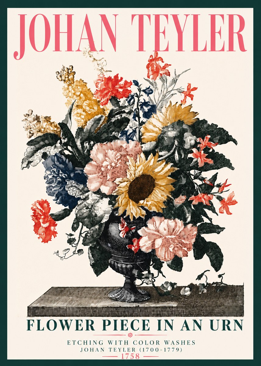 Johan Teyler Flower Piece in an Urn I No4 - Poster
