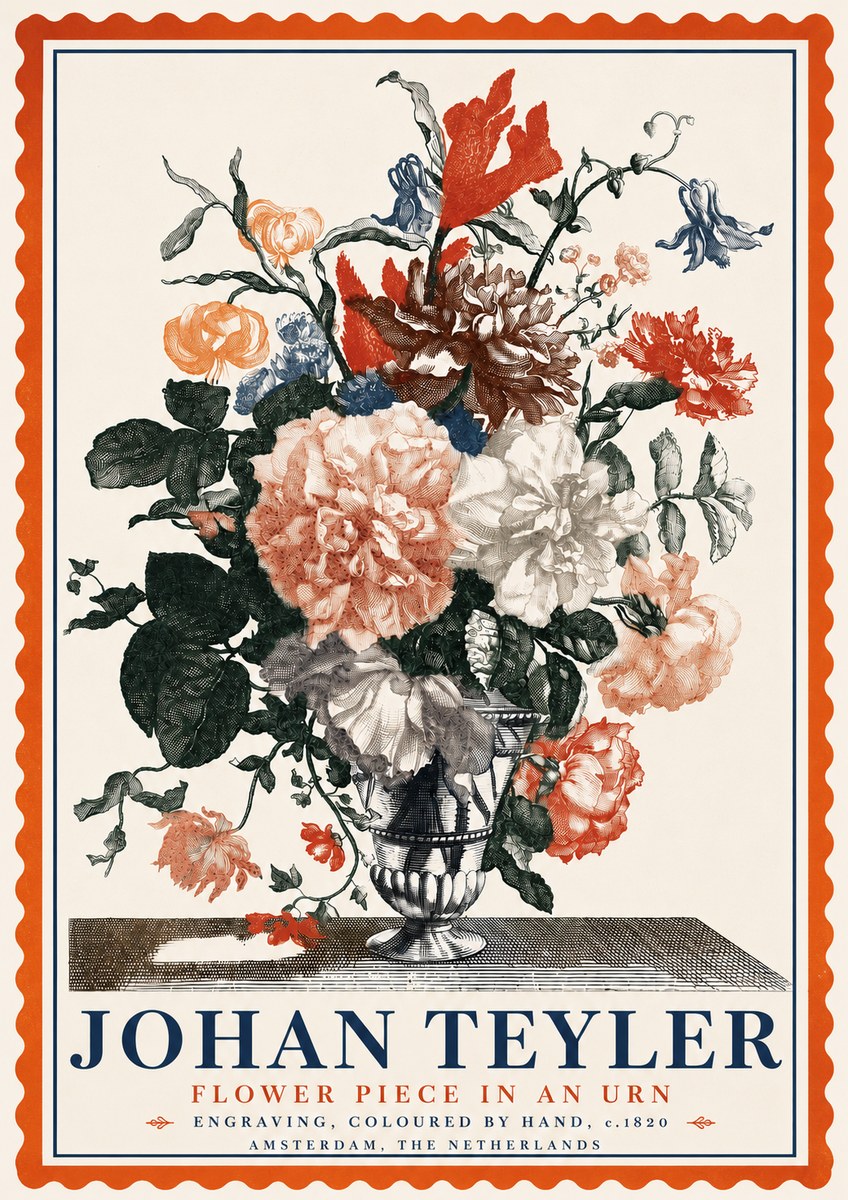 Johan Teyler Flower Piece in an Urn II No5 - Poster