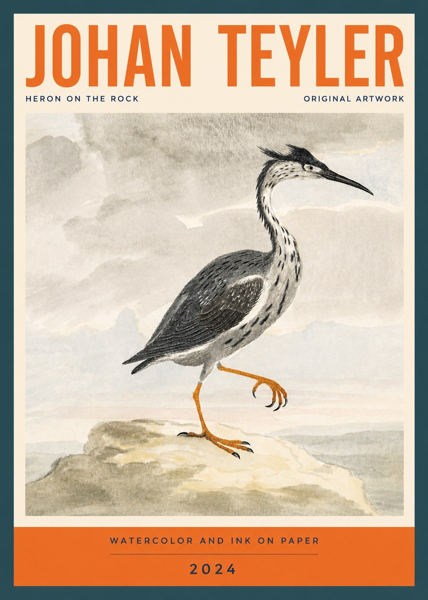 Johan Teyler Heron on the Rock No2 - Poster