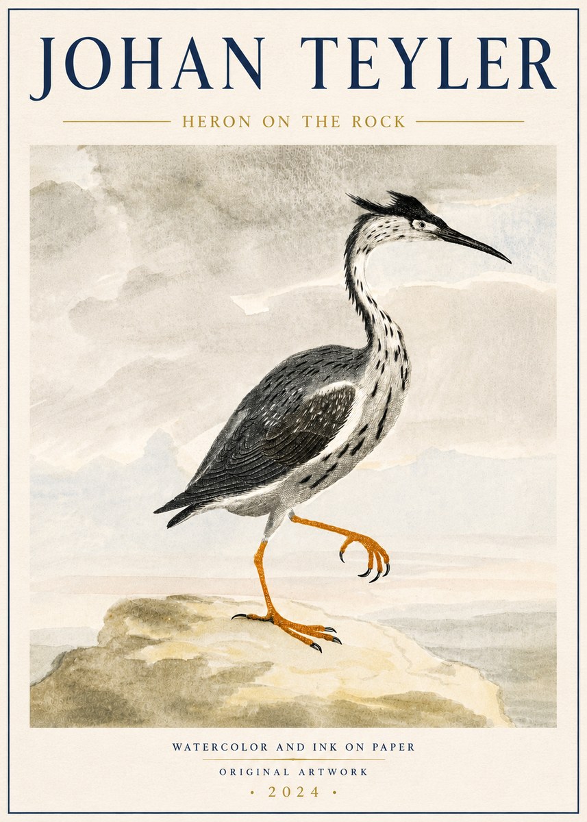 Johan Teyler Heron on the Rock No6 - Poster