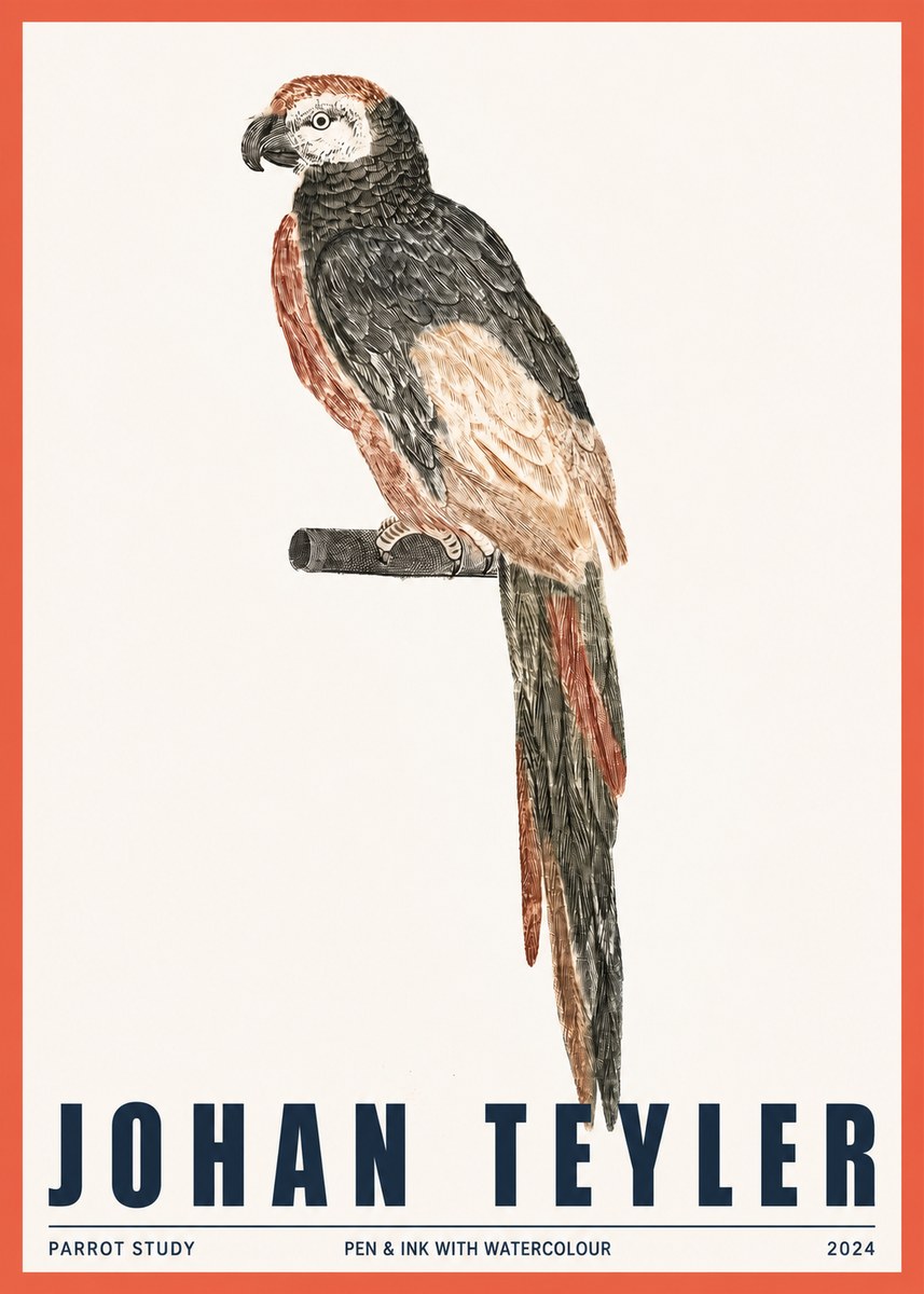 Johan Teyler Parrot Study II No2 - Poster