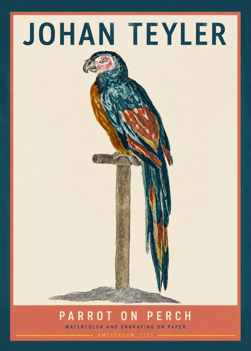 Johan Teyler Parrot on Perch No2 - Poster