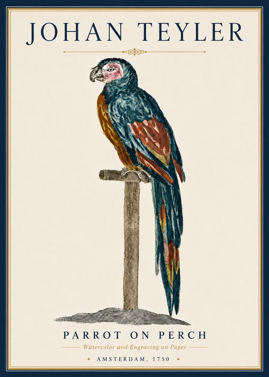Johan Teyler Parrot on Perch No5 - Poster