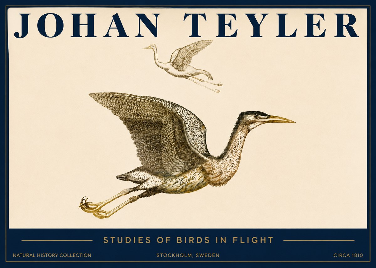 Johan Teyler Studies of Birds in Flight No3 - Poster