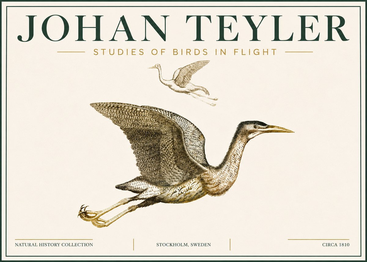 Johan Teyler Studies of Birds in Flight No6 - Poster