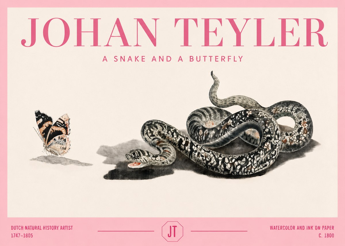 Johan Teyler Snake and Butterfly No4 - Poster