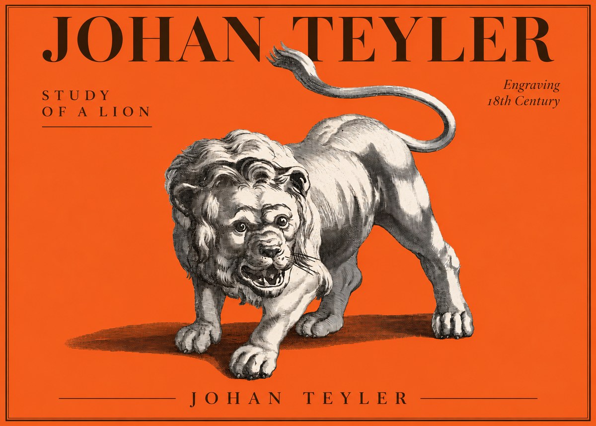 Johan Teyler Study of a Lion No3 - Poster