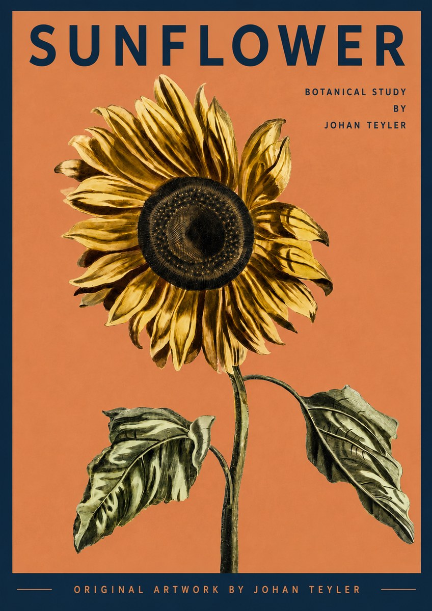 Johan Teyler Sunflower - Botanical Study No3 - Poster
