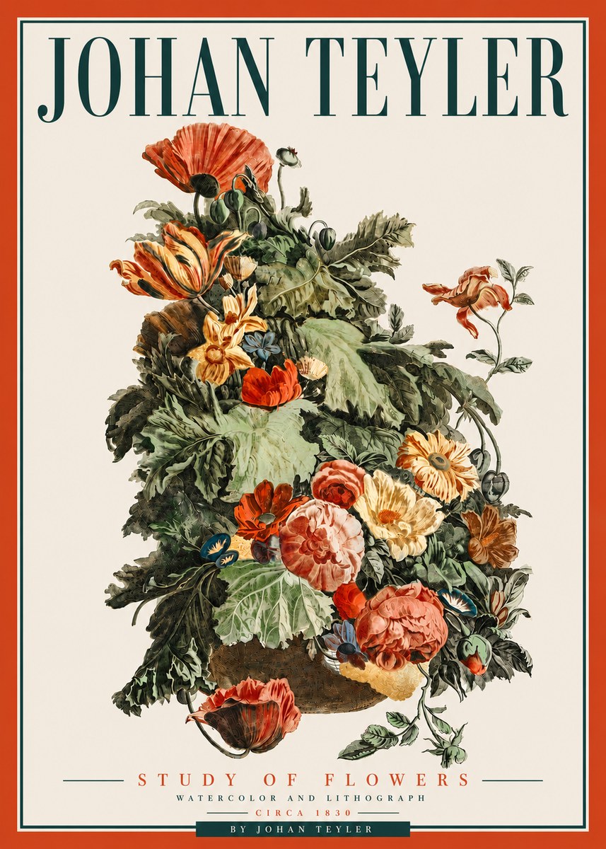 Johan Teyler Study of Flowers No5 - Poster
